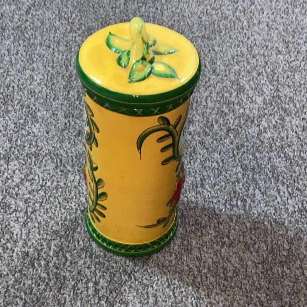 Low price Jay Import Pasta Yellow And Green Pasta Spaghetti Canister SeramicJar